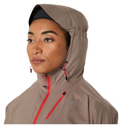 Veste imperméable Asics Fujitrail Elite Beige Femme