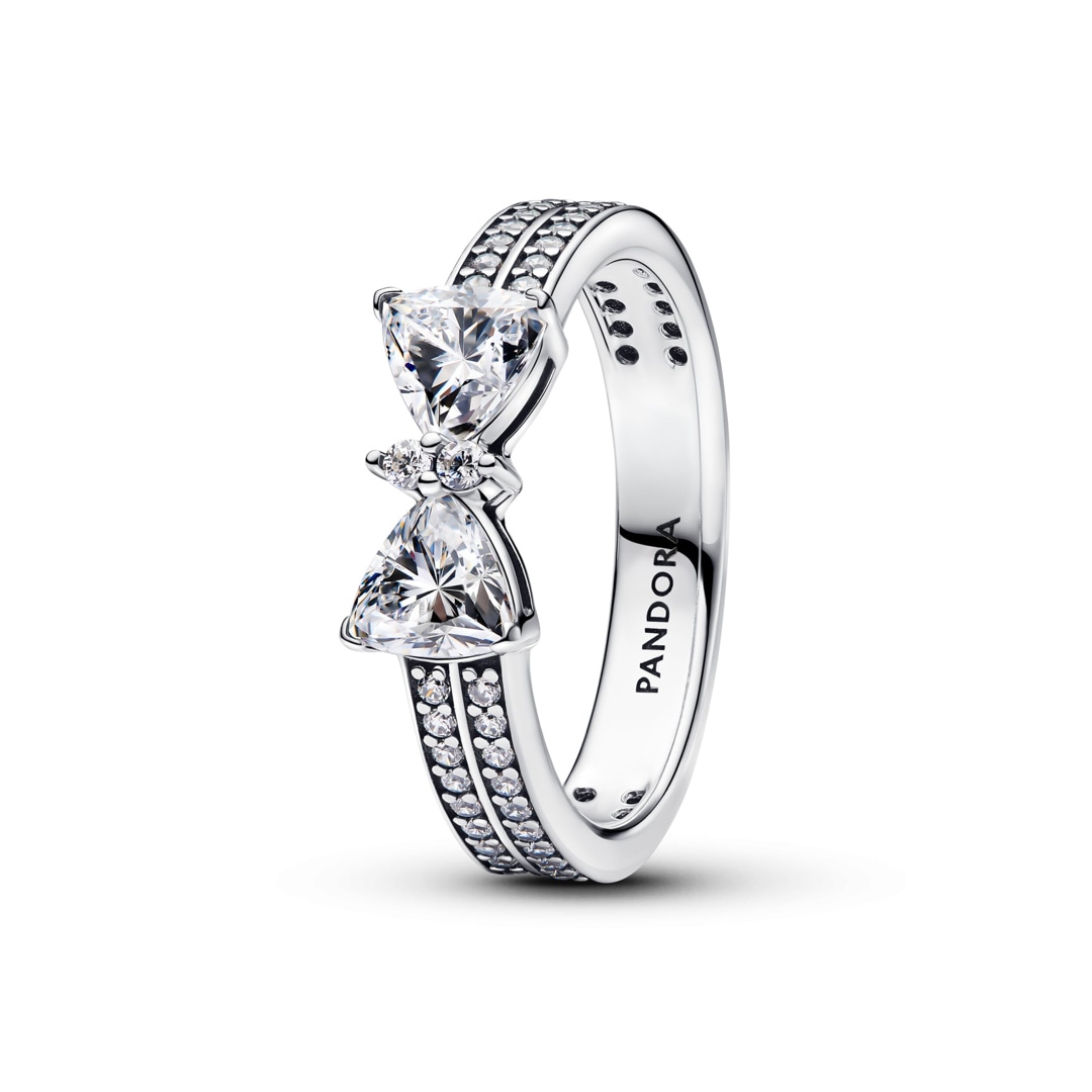 Pandora Timeless Funkelnde Schleife Doppelreihiger Ring 925 Silber