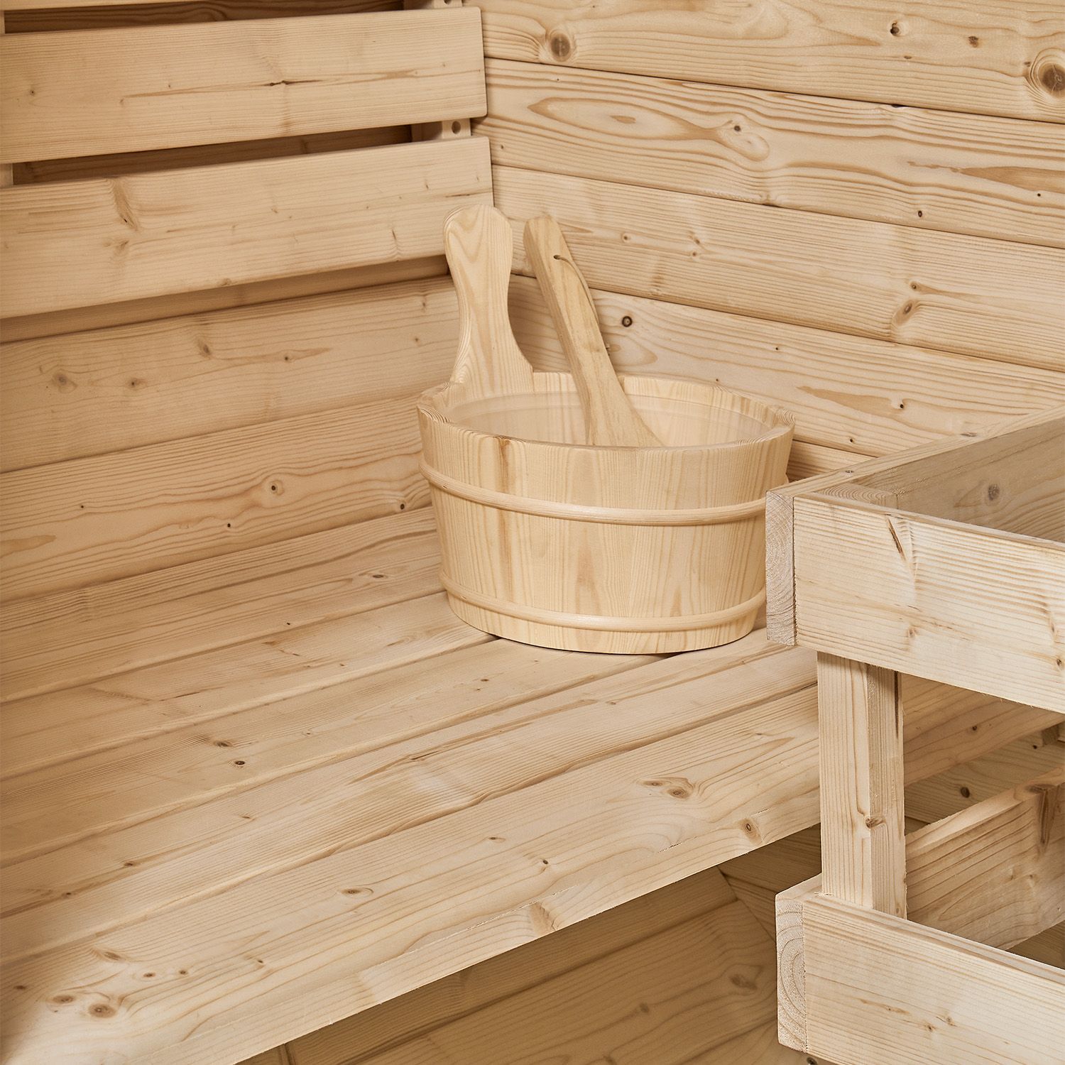 Artsauna Fasssauna Spitzbergen 120 - 2 Personen, 3,6 kW Ofen, Zubehör - Fichtenholz Sauna