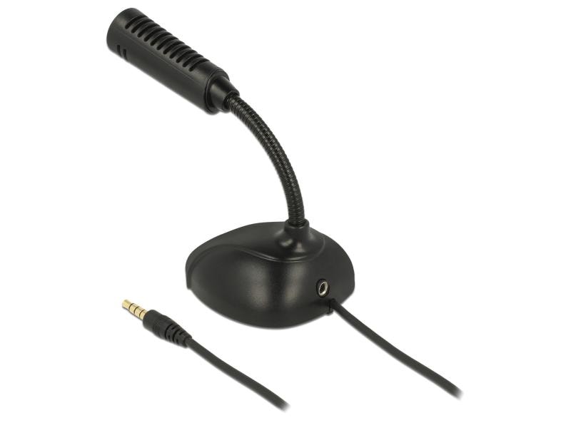 Delock Mikrofon 3.5 mm für Smartphone/Tablet Delock Kondensator Mikrofon Omnidirektional für Smartphone / Tablet mit Schwanenhals 3,5 mm 4 Pin Klinkenstecker   3,5 mm Klinkenbuchse