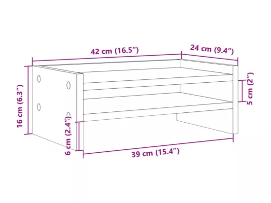 Support de moniteur sonoma gris 42x24x16 cm bois d'ingénierie