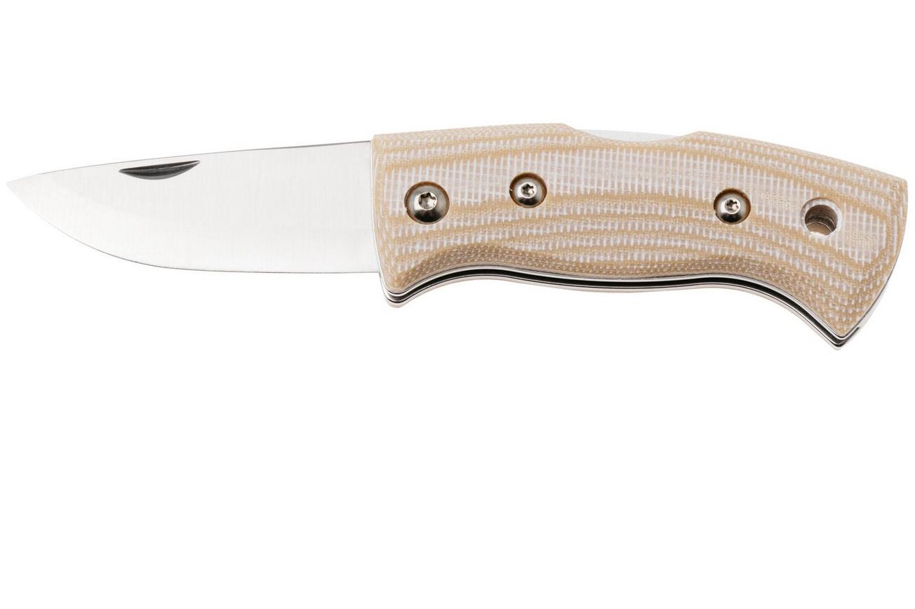 Helle 761 Berget, 200763, Satin Sandvik 12C27, Beige Canvas Micarta bushcraft zakmes