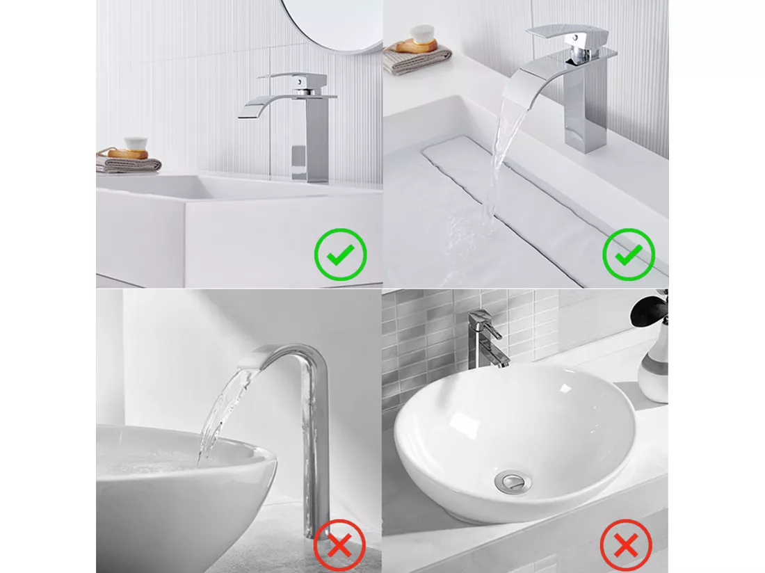 2PCS Auralum Max Robinet de Lavabo Cascade Chromé,Robinetterie de Salle Bain avec l'Eau Froide/Chaude,Mitigeur Lavabo Inox 304 de Super Qualité