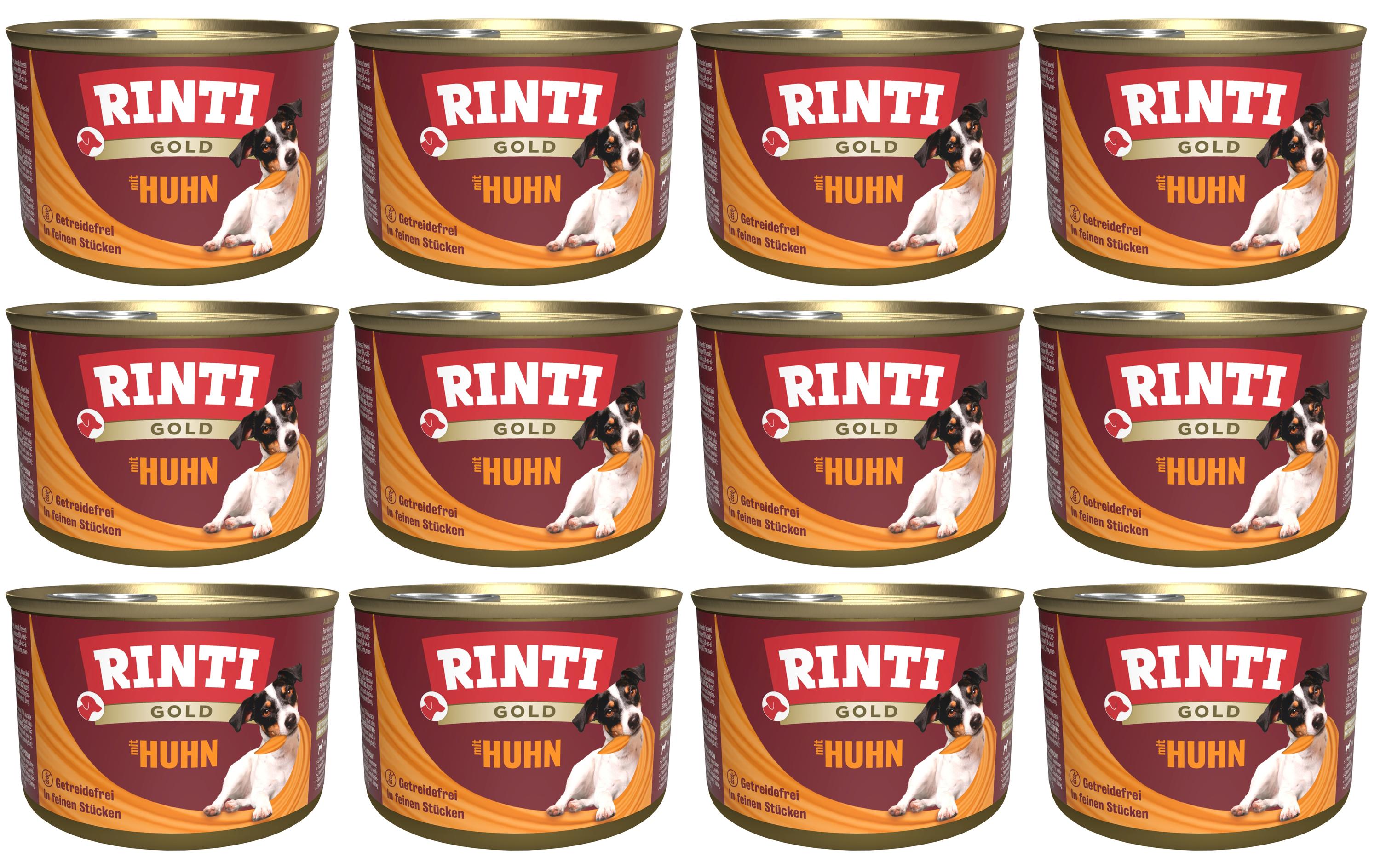 Nassfutter Dose Gold mit Huhn, 12 x 185 gAlleinfuttermittel für ausgewachsene Hunde