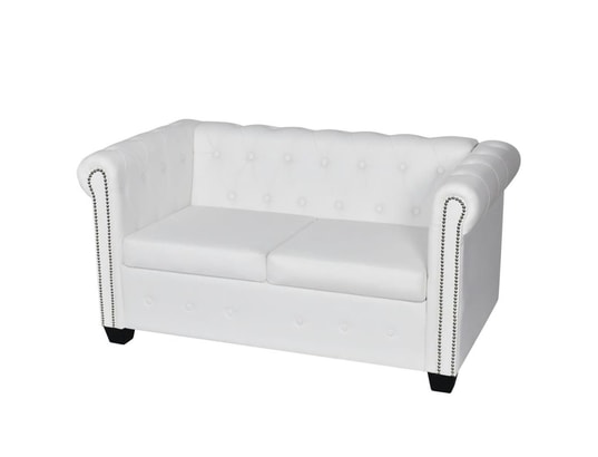 VIDAXL - Canapé à 2 places cuir synthétique blanc