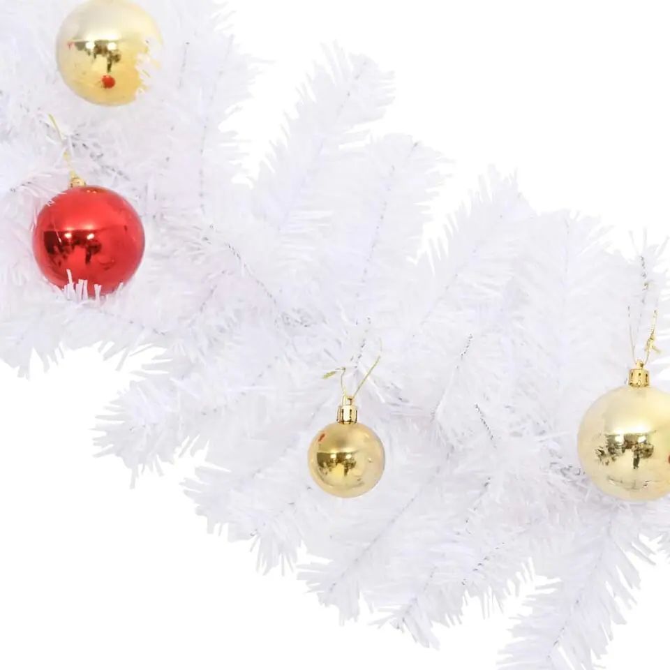 vidaXL - Kerstdecoratie kerstslinger met kerstballen 10 m - Wit - PVC