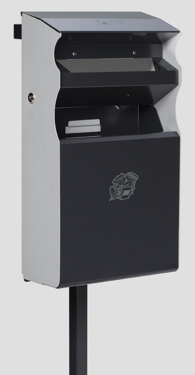 PROREGAL Vierkante Combi-asbak met inlaatklep, 15 liter, HxBxD 54 x 30 x 14 cm, Gegalvaniseerd staal, Antraciet