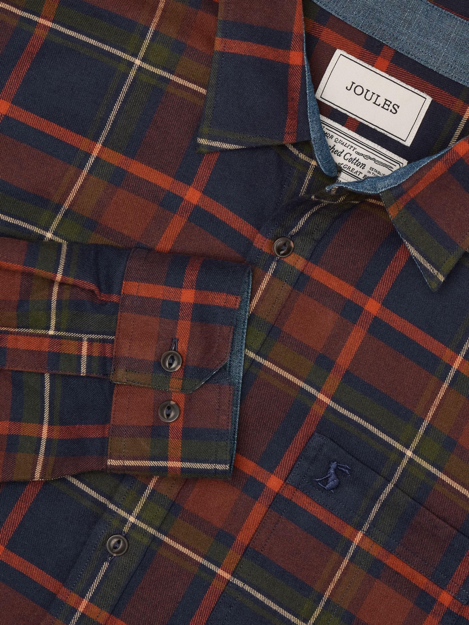 Marineblauw - Joules Brushed Flannel Check Cotton Shirt