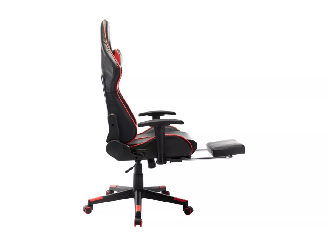 Chaise de jeu avec repose-pied Noir et rouge Cuir artificiel