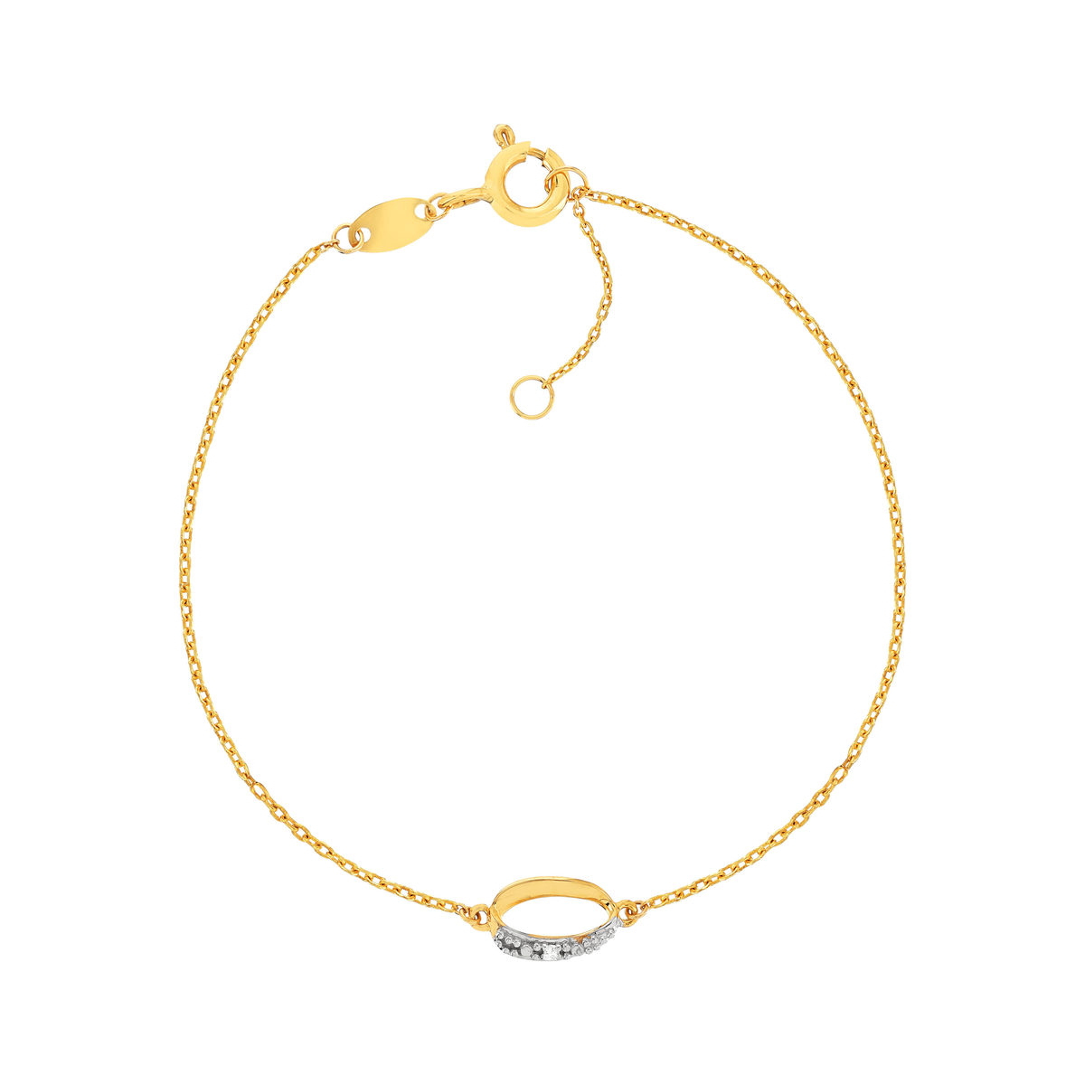 Bracelet or 375 2 tons diamant 18 cm