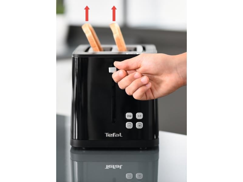 Tefal Toaster Smart'n Light Schwarz Moderner 2-Scheiben-Toaster mit Digitaldisplay