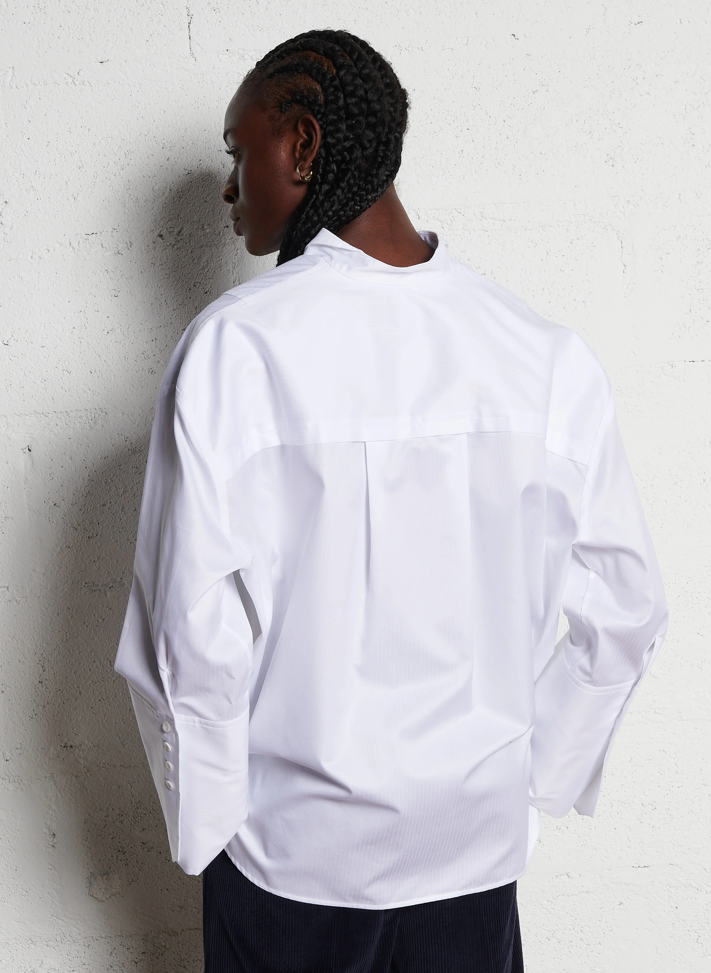 HOLLY - Blouse col tunisien en coton | Blanc