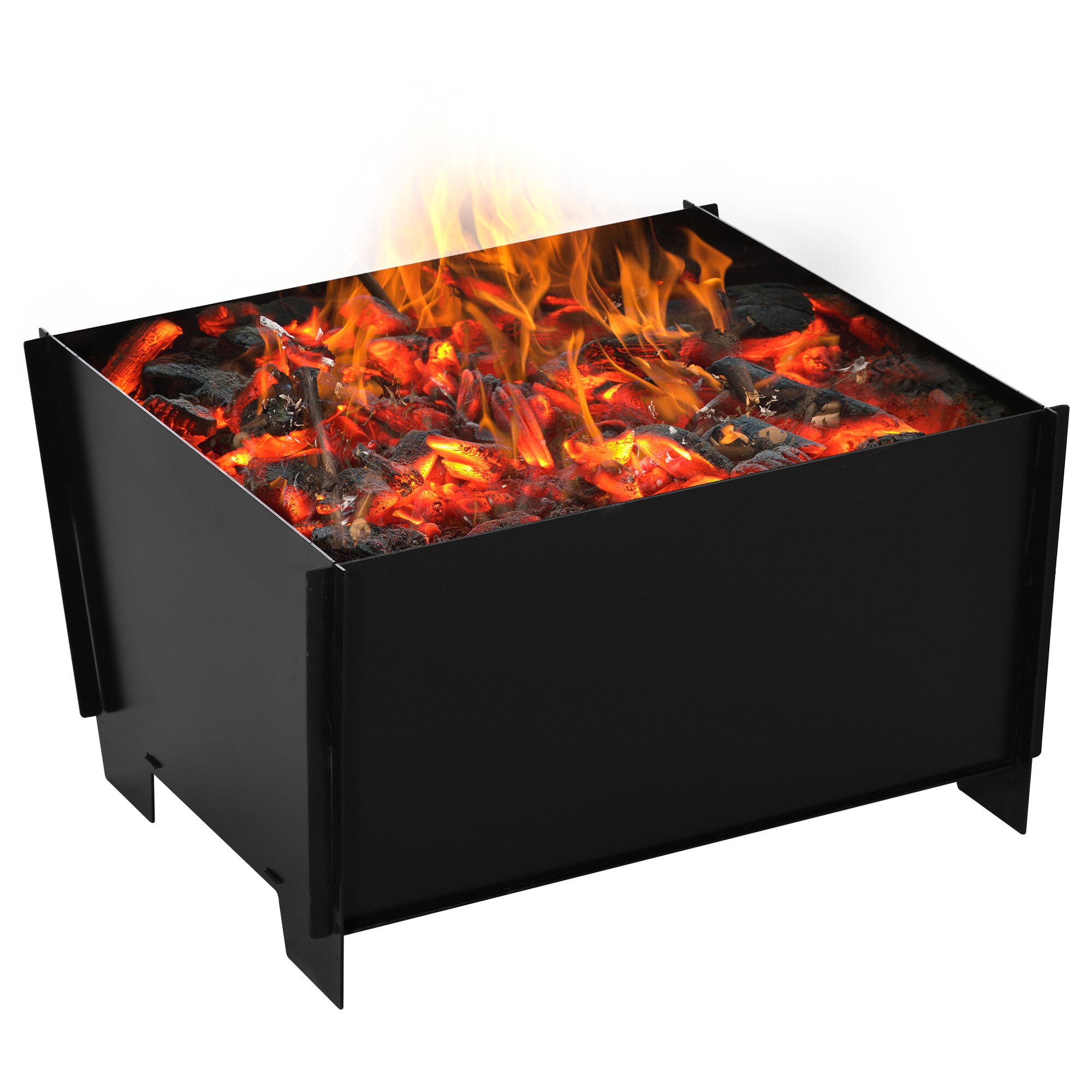 Outsunny Feuerschale mit Standfüßen schwarz 50L x 50B x 30H cm