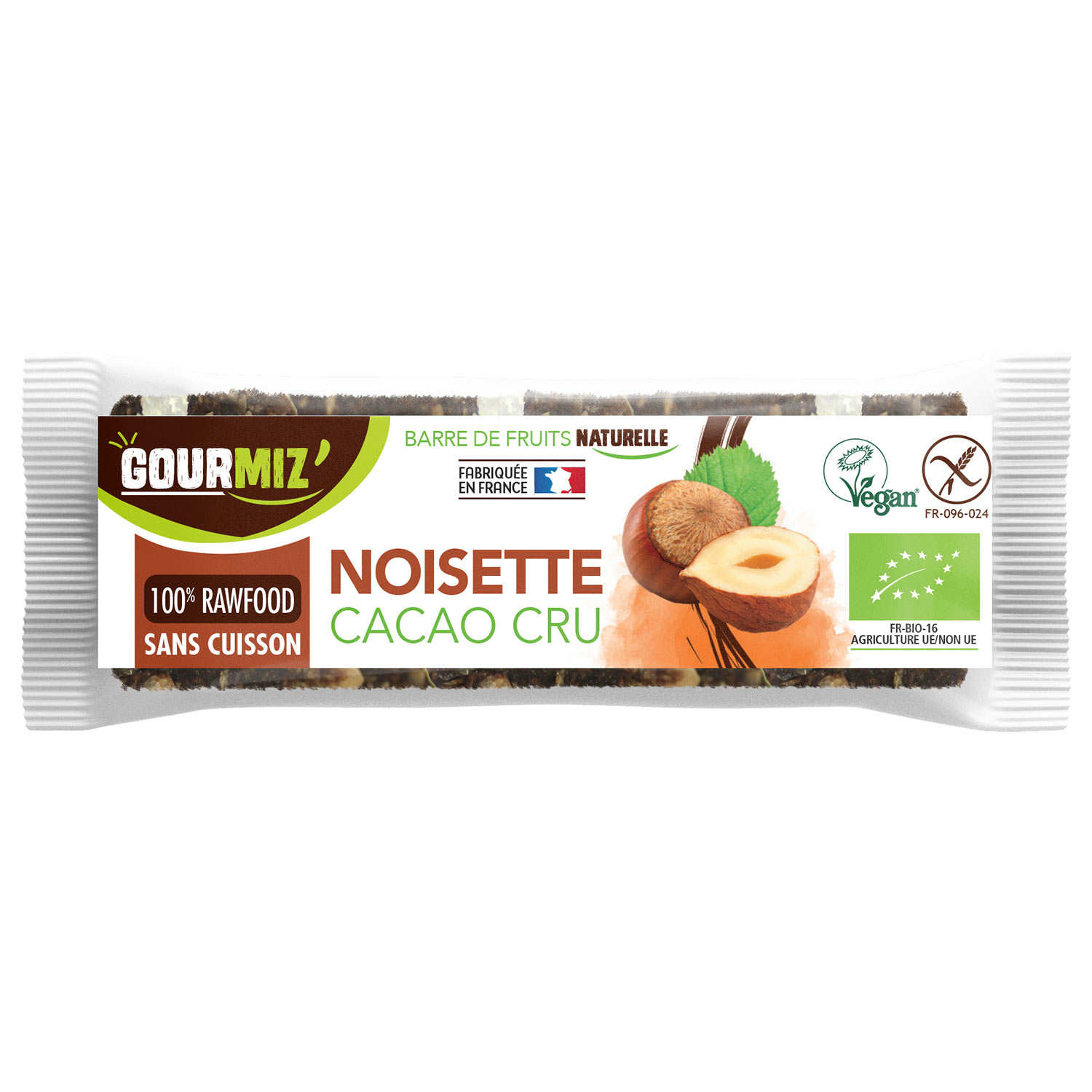 Barre crue et bio Noisettes - Cacao cru