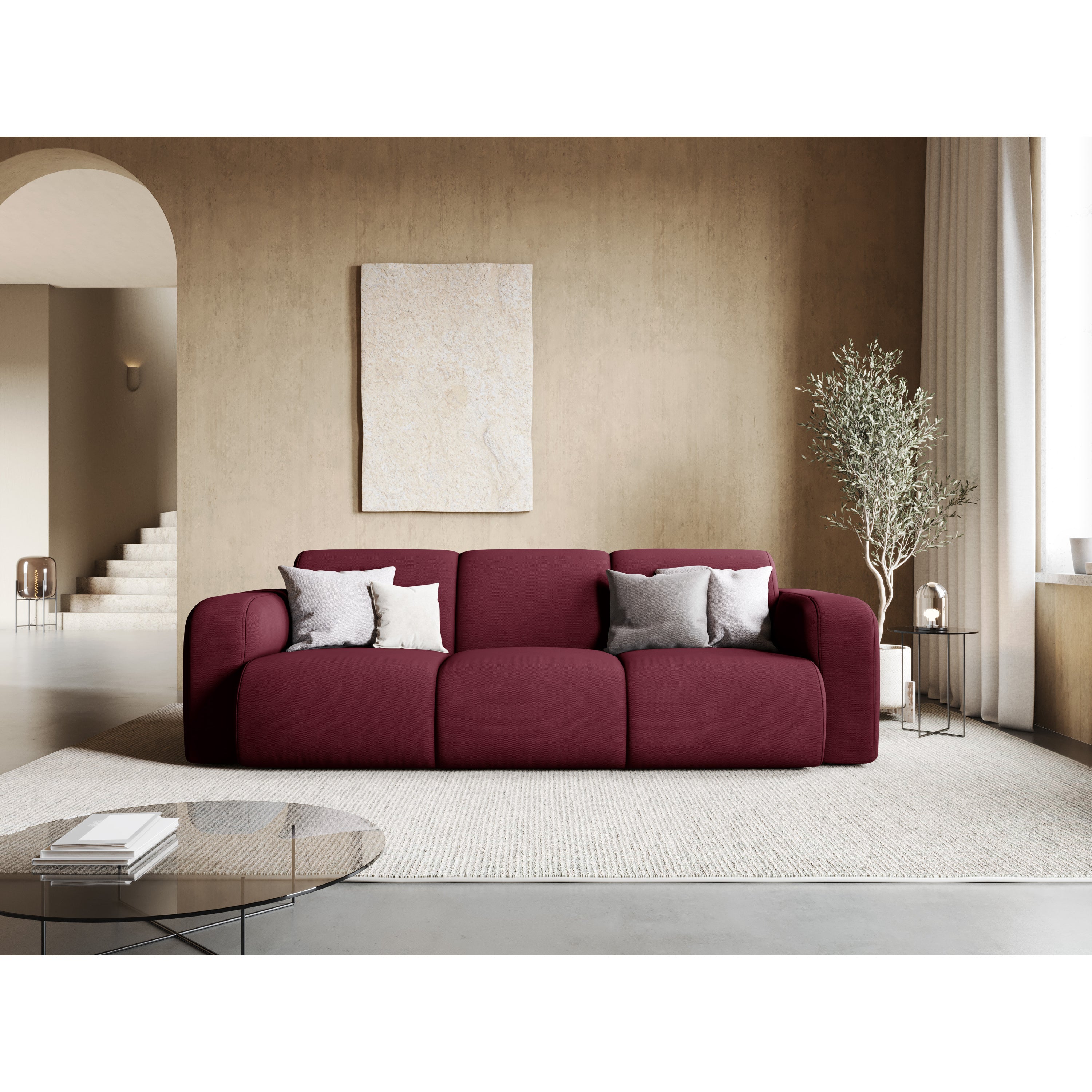Windsor & Co Lola 3-zitsbank - Chenille - Bordeauxrood