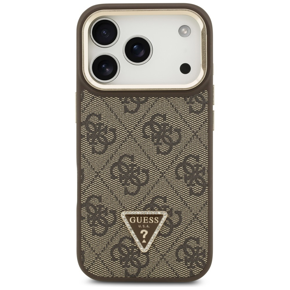 iPhone 17 Pro MagSafe Leder Hardcase Hülle 4G Triangle Logo & Stand Camera (GUHMP17LPCS4GPTW) - Braun