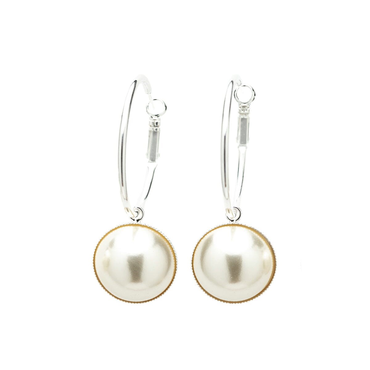petites boucles d'oreilles créoles perles plaqué argent - NÉLYA