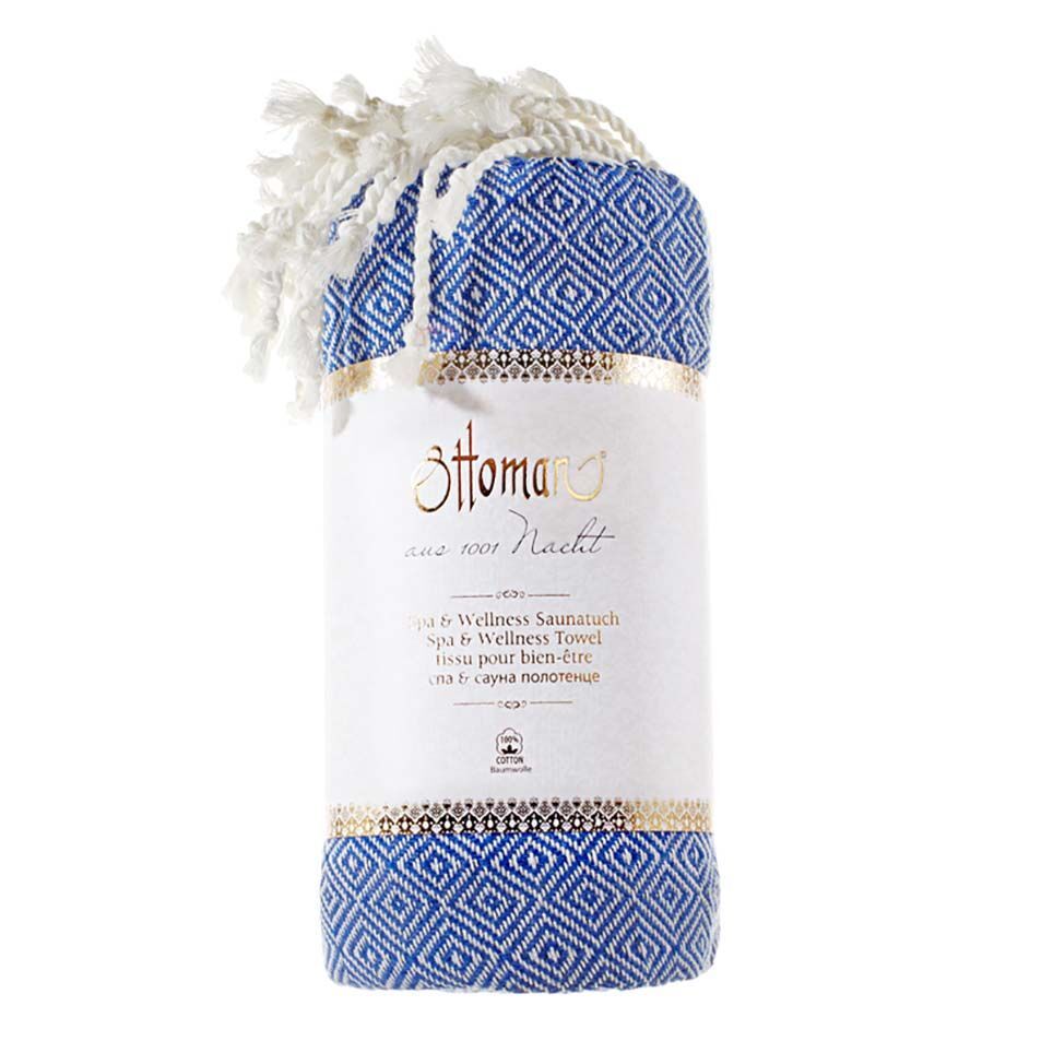 GREENDOOR Hamam Tuch Rautenmuster blau
