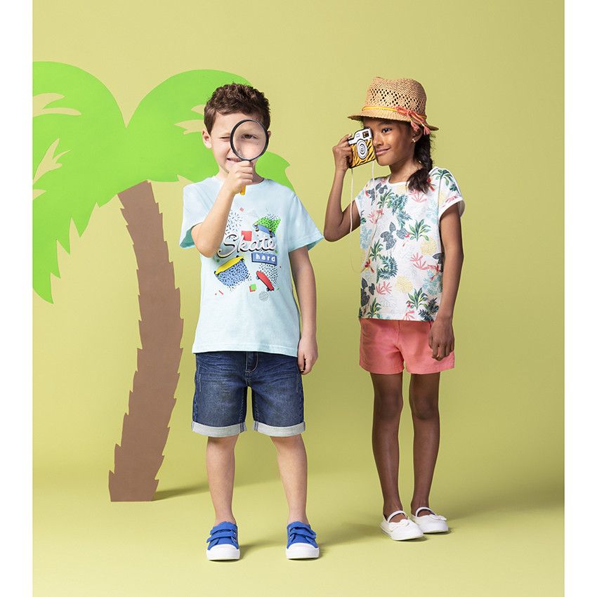 Bermuda en jean effet used - Bleu moyen