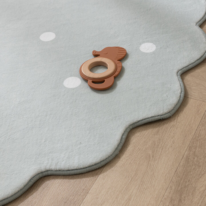 Rond wasbaar vloerkleed - Cloudy Stippen Mint