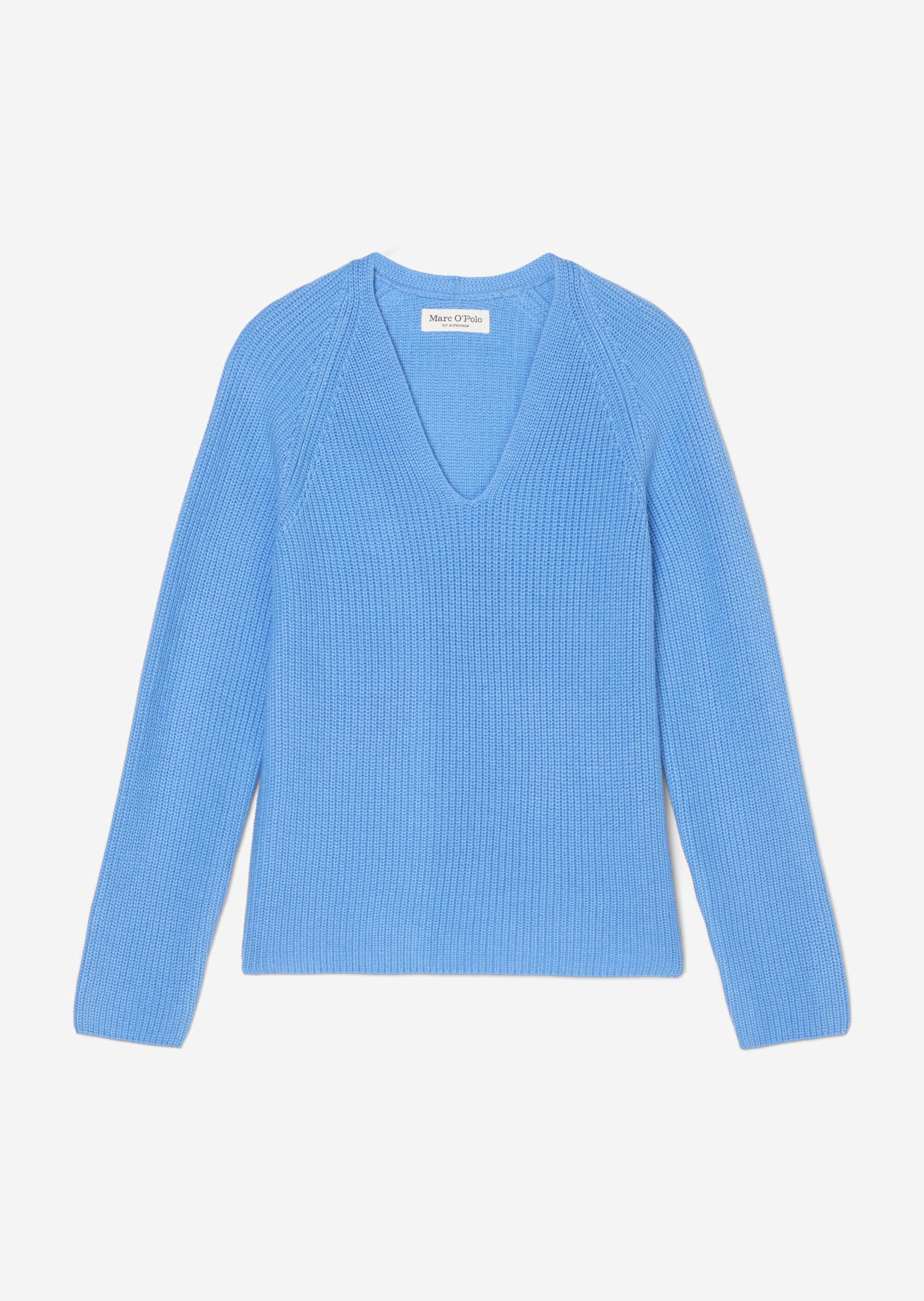 V-Neck-Strickpullover relaxedaus schwerem Baumwoll-Garn