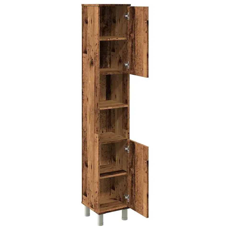 vidaXL - Kolomkast met 2 deuren 2 vakken oud hout - Bewerkt hout - 30x30x179 cm