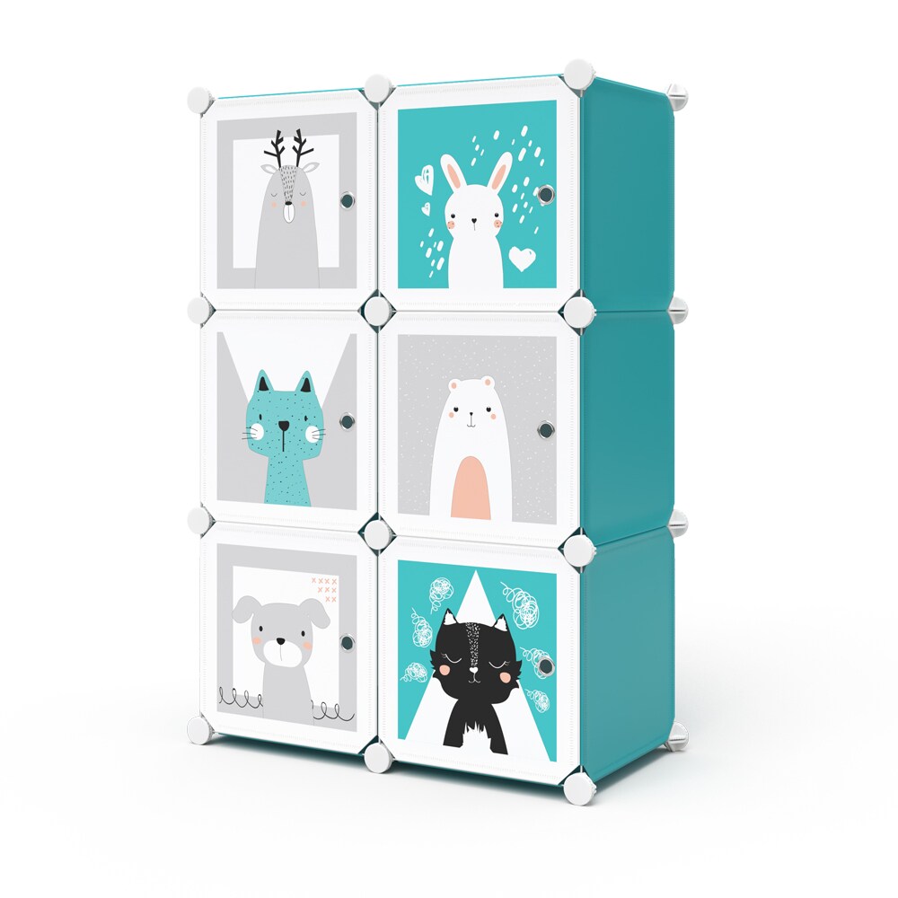 Vicco Kleiderschrank Andy Kinder blau modular 6 Fächer Kleiderstange Steckregal