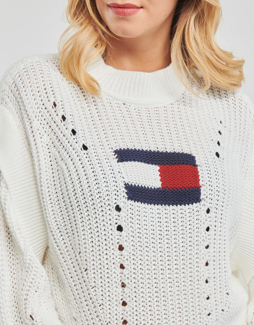 Tommy Jeans - TJW OVRSZD FLAG STITCH SWEATER - Blanc