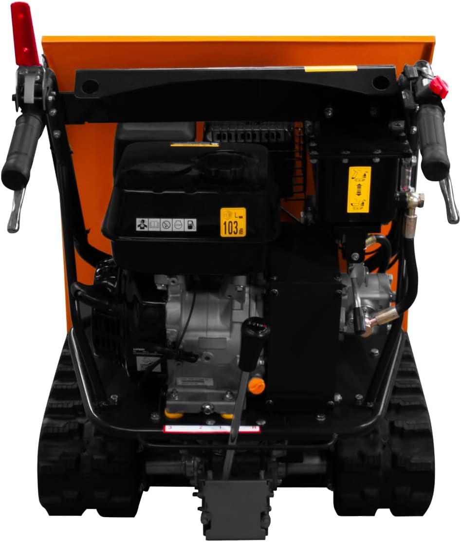 Mini Raupendumper Dumper 500kg Benzin Motorschubkarre Raupenantrieb Kettendumper Motor Schubkarre Minidumper Hydraulische Kippfunktion 270cc 9PS 4 Gänge Stahl GRATIS Rampe Schneeschild & Erweiterung
