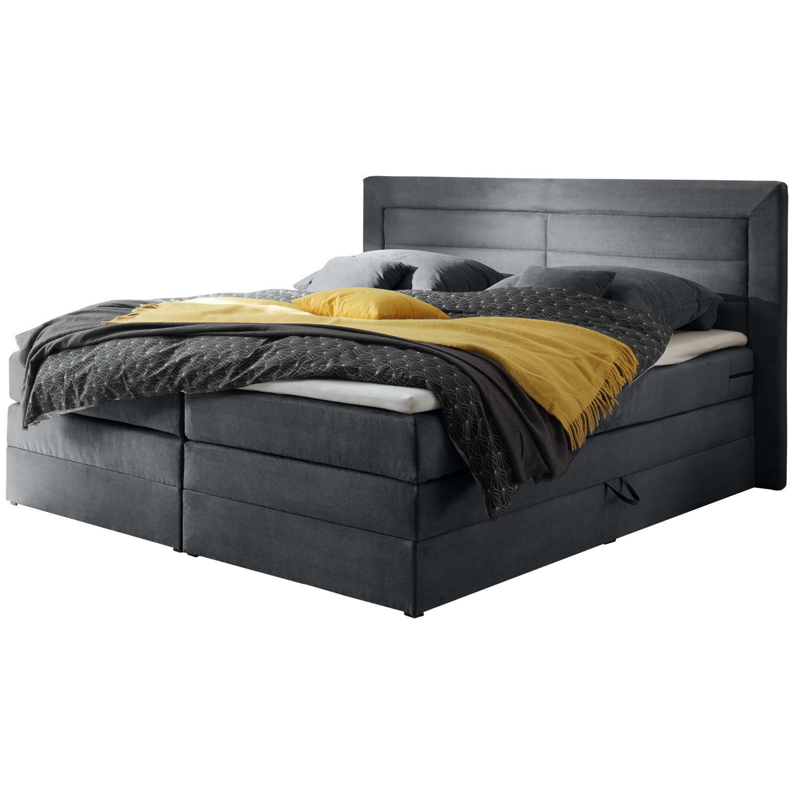 Boxspringbett - dunkelgrau - H2 - 180x200 cm