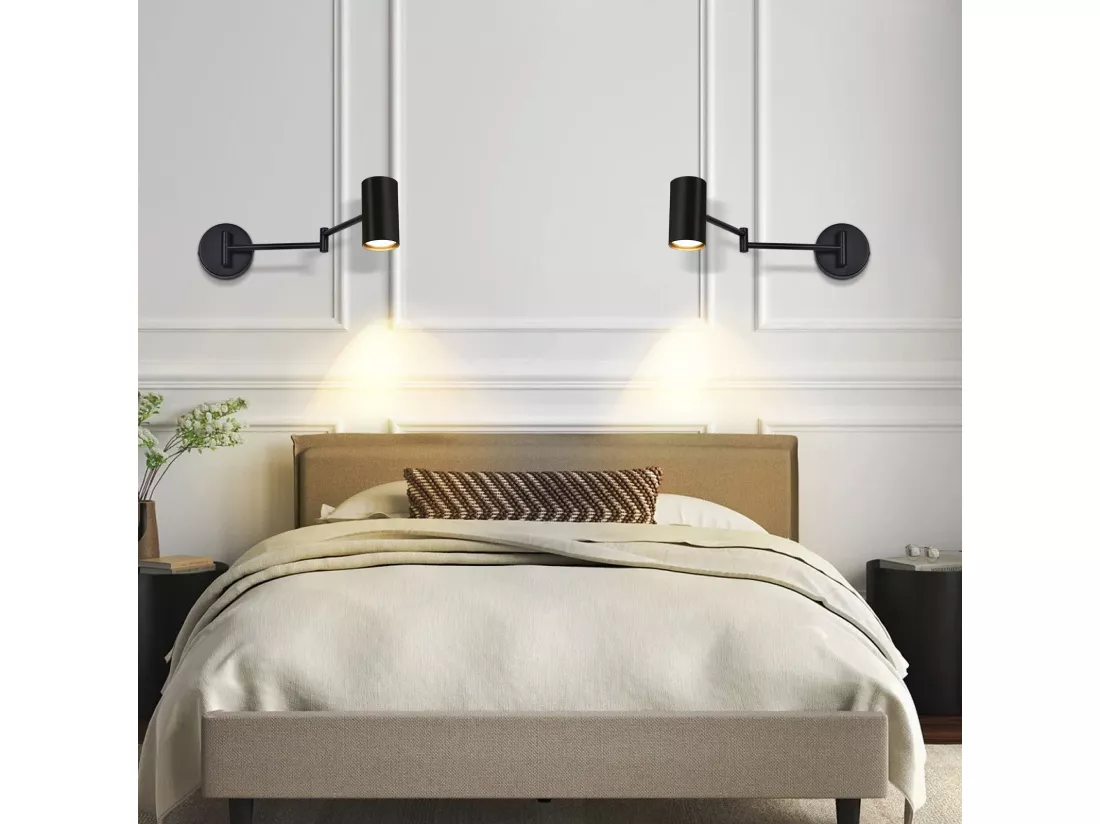 NETTLIFE Applique murale intérieure noire - Applique murale vintage Chambre à coucher GU10 - Sans ampoule
