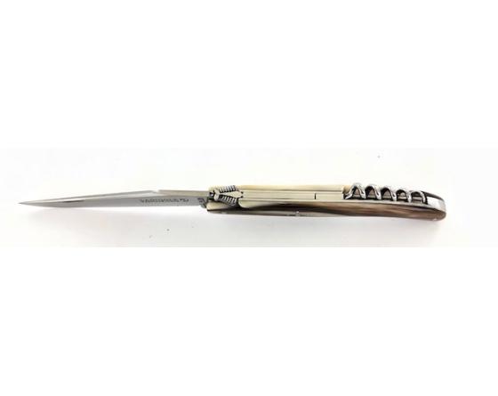Design Beillonnet MOF - Laguiole 12 cm - Tire-bouchon - Corne Blonde Couteau de Poche Design Beillonnet - PassionFrance