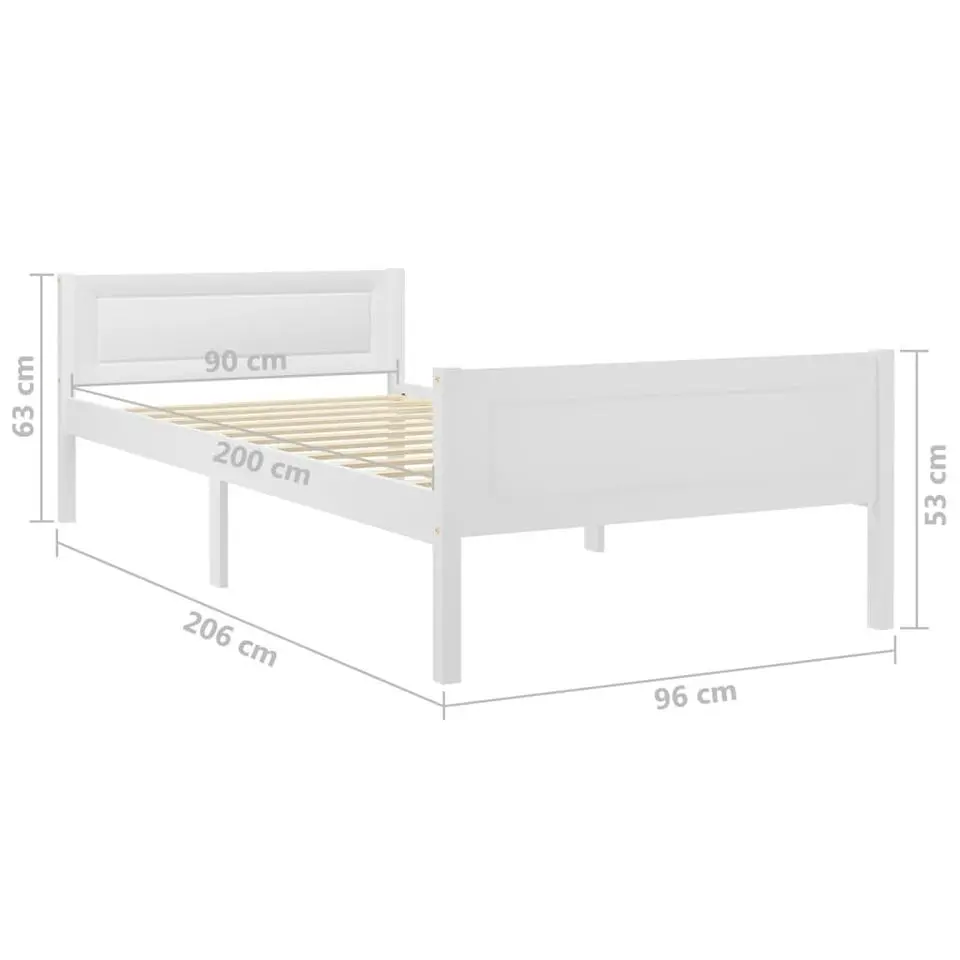 vidaXL - Eenpersoonsbed met hoofdbord - Wit - Massief grenenhout - 90x200 cm