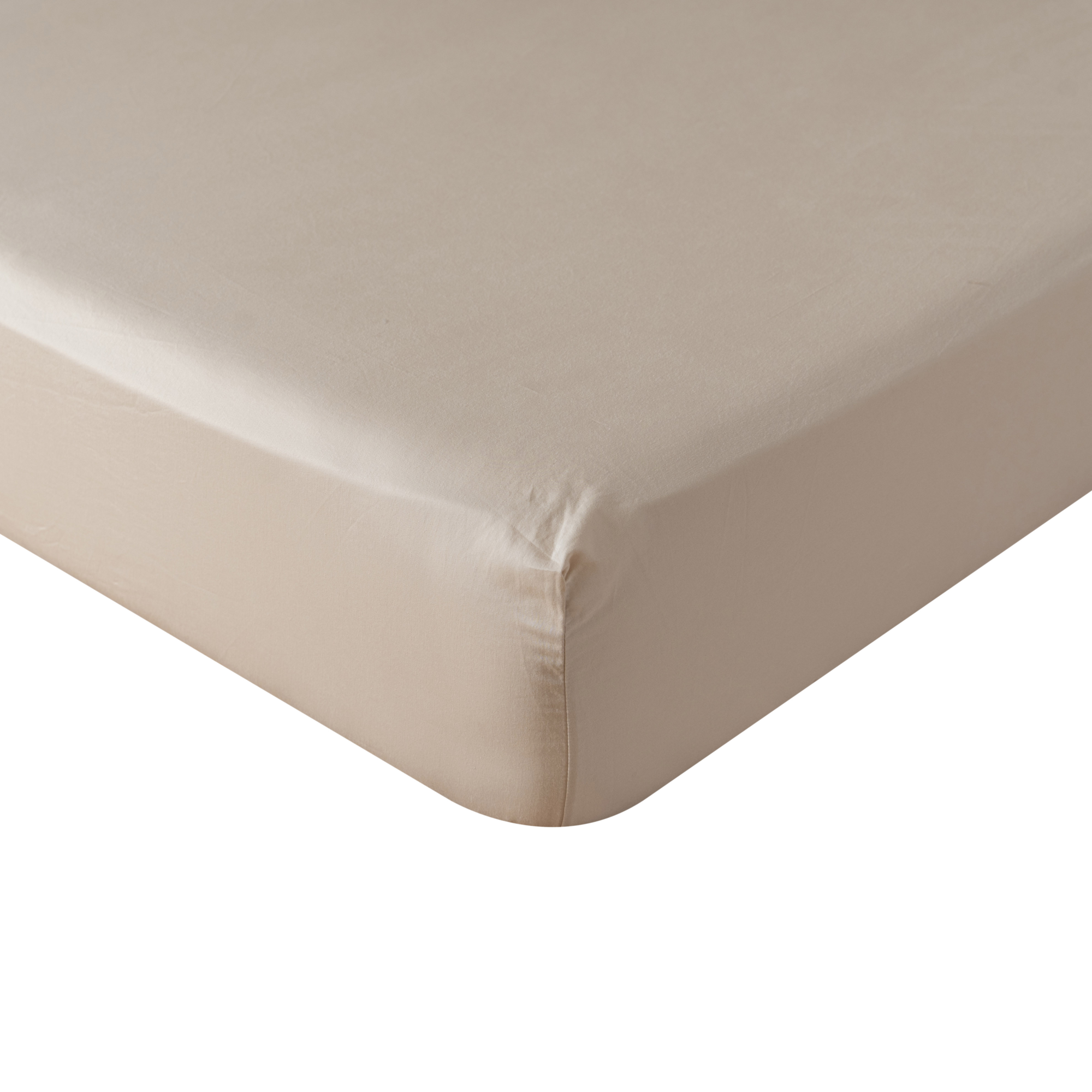 Hoeslaken Cotton Satin 160x200+35 cm almond