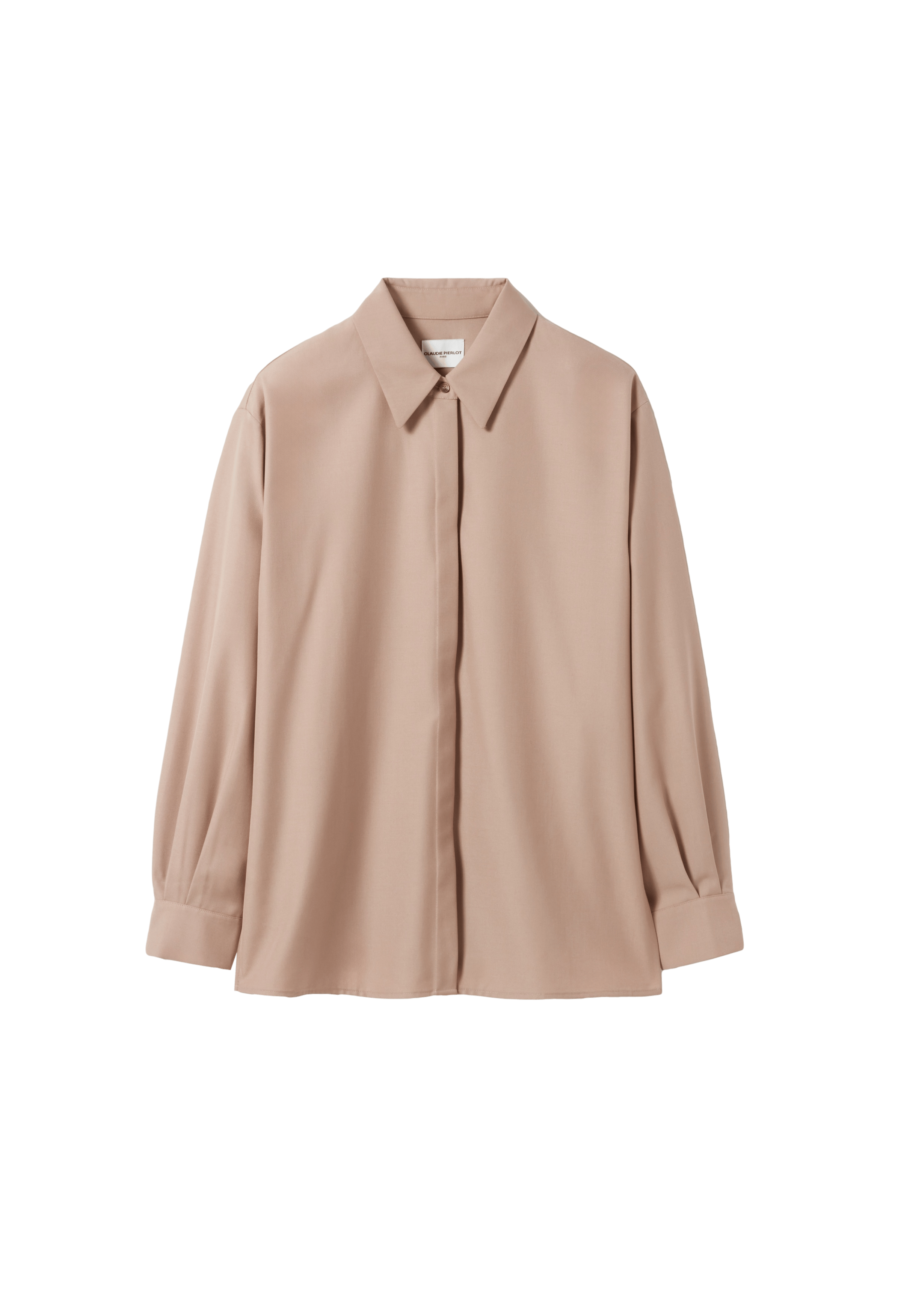 Chemise col classique droite satinée | Beige