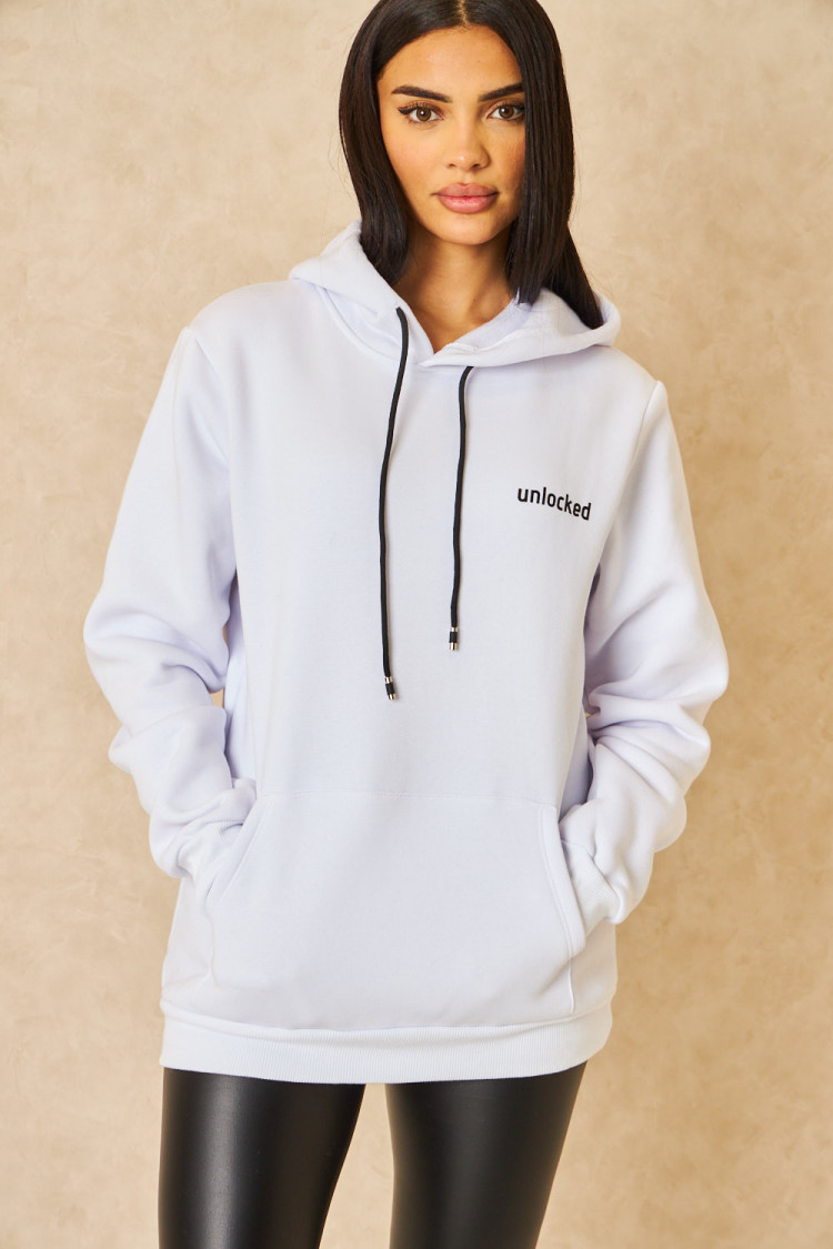 Sweat à capuche blanc Unlocked