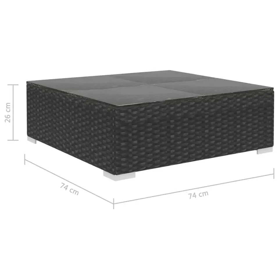 vidaXL - Loungeset - Zwart - Poly rattan - 6 stuks - Met kussens