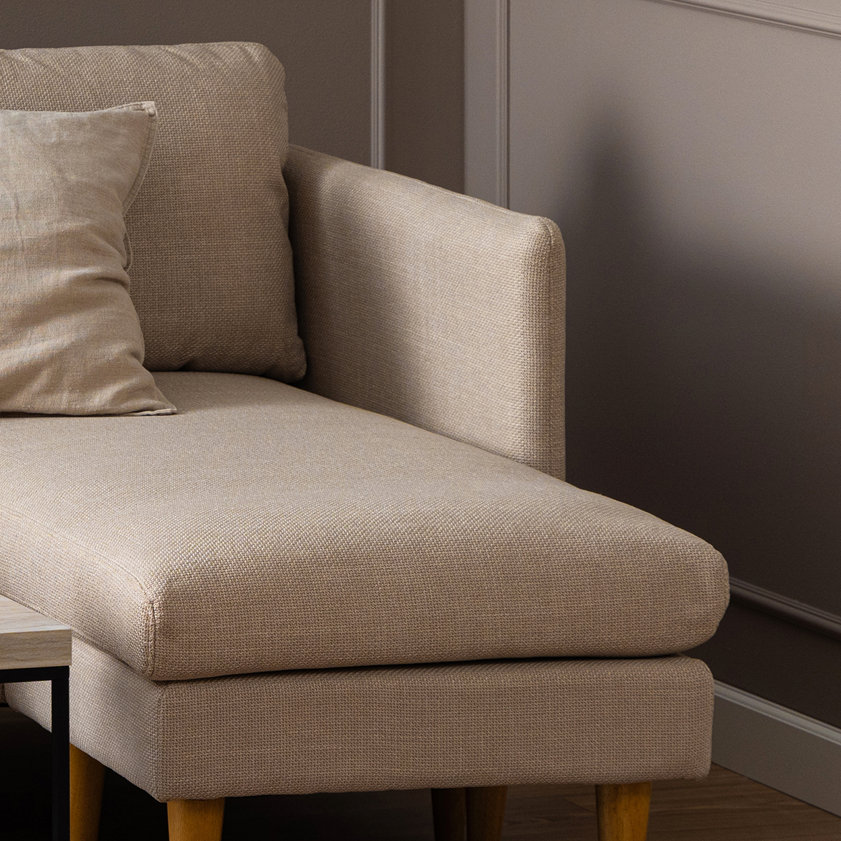 Hoekbank Jelle 2-zits - met verstelbare chaise longue Beige