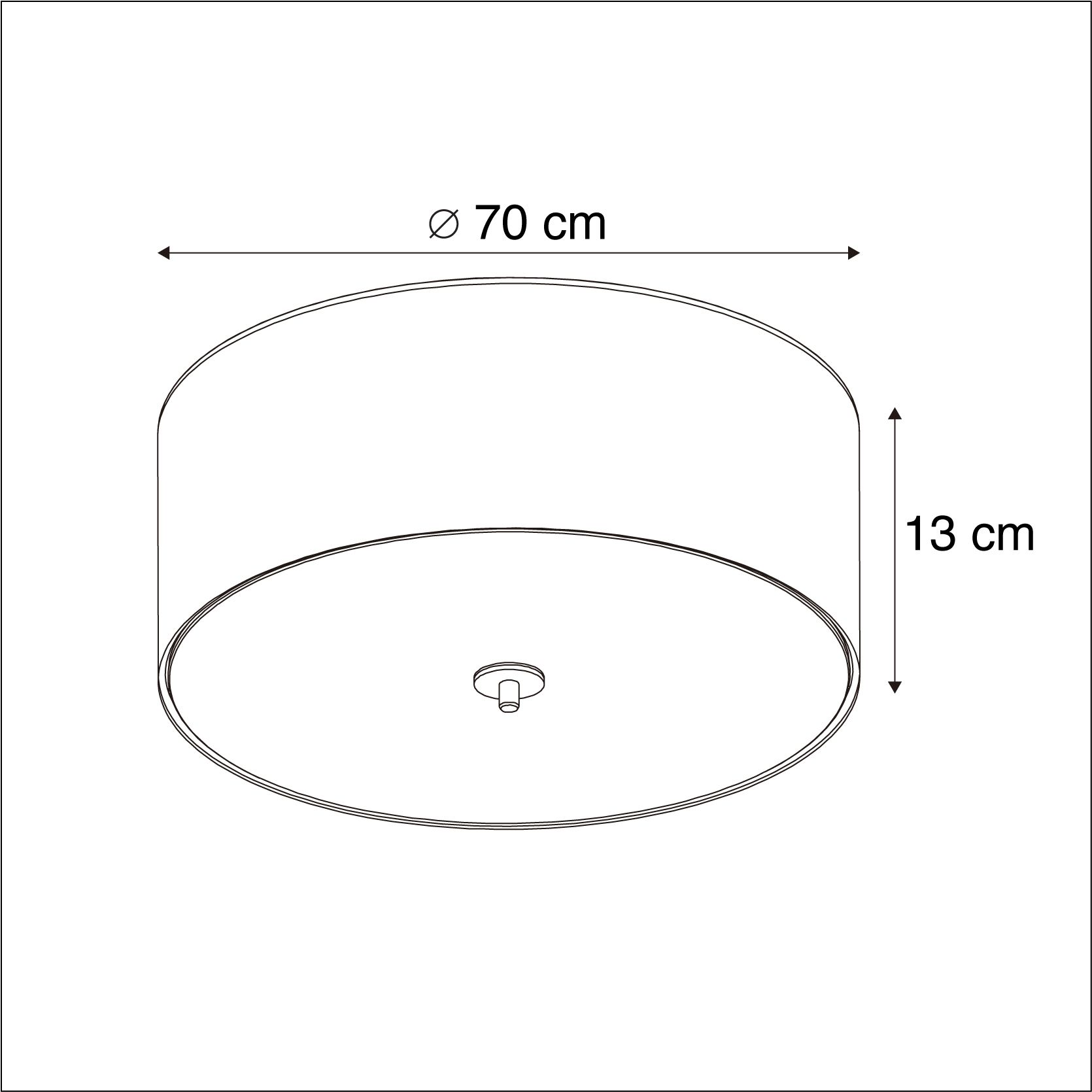 Landelijke plafondlamp zwart 70 cm - Drum