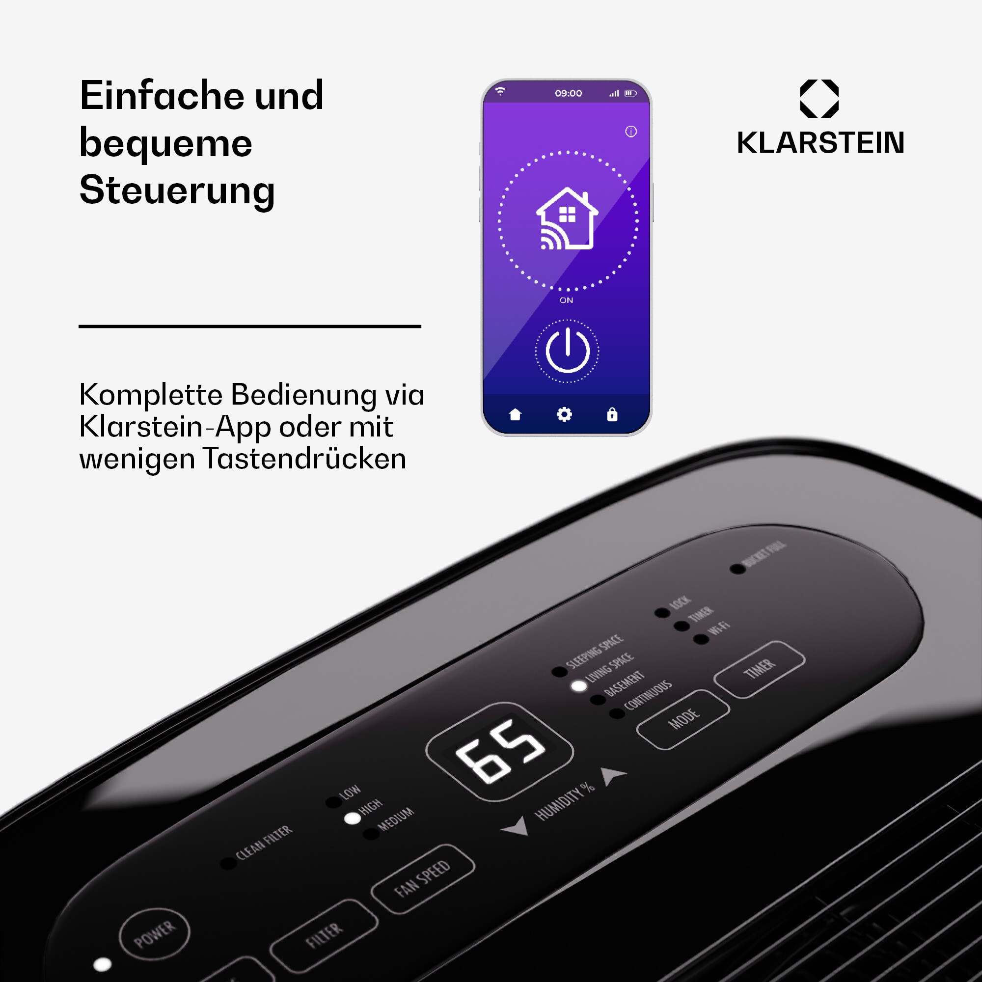 DryFy Connect 60 Luftentfeuchter WiFi Kompression 60l/d 45-65m² Weiß 60_24