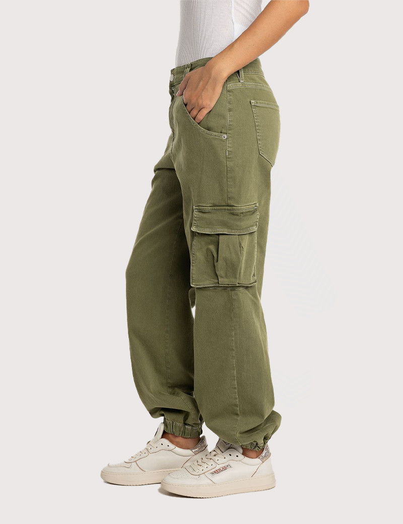 REPLAY PANTALON FEMME CARGO KAKI