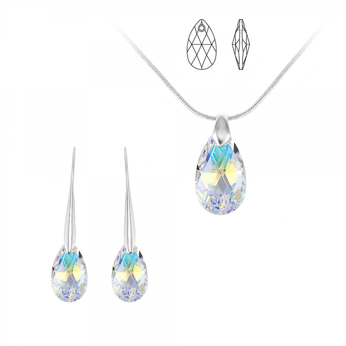 Parure collier et boucles d'oreilles SC Crystal orneés de Cristaux scintillants