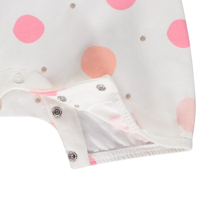 Combinaison courte imprimé pois pour bébé fille - Ecru