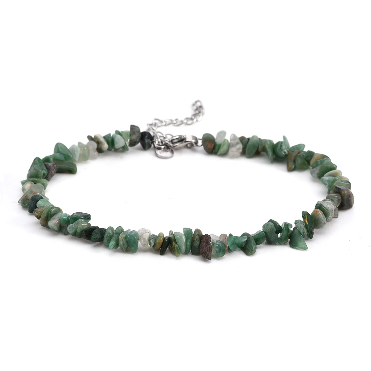 Sixty Stones - 60 - Chaîne De Cheville Perles De Pierre Naturelle Chips Onyx Vert - 25 X 0,4 Cm-
