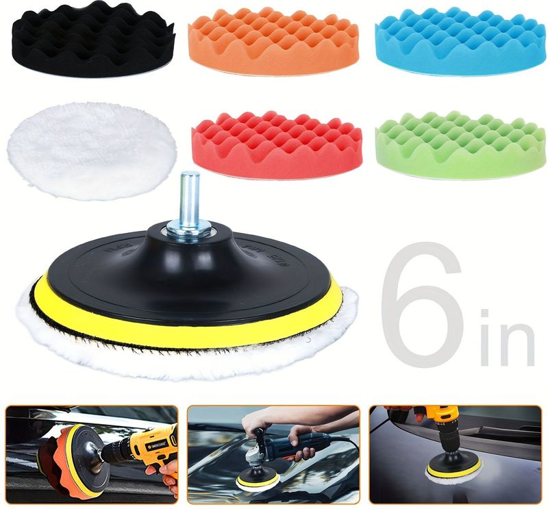 9-delige 6-Inch Auto Polijstmachine Grof Polijstpads voor Spons Buffer Waxen Buffing Kit
