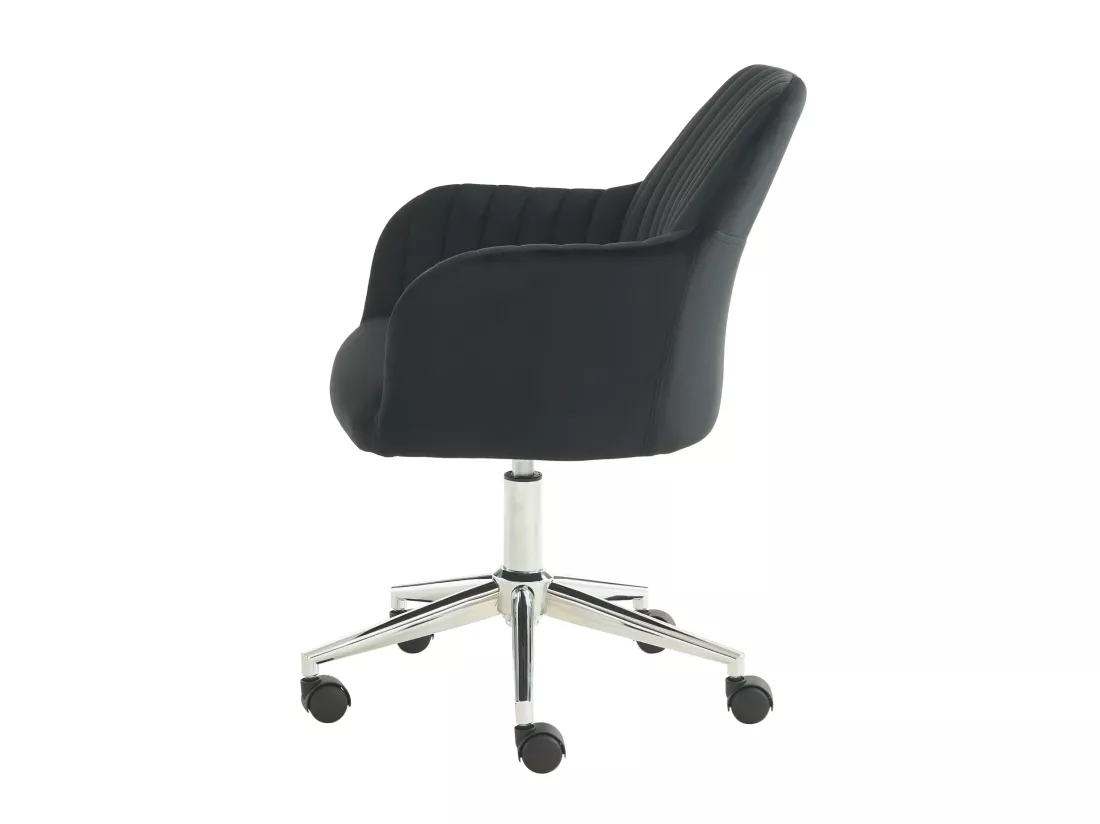 Chaise de bureau - Velours - Noir - Hauteur réglable - ELEANA