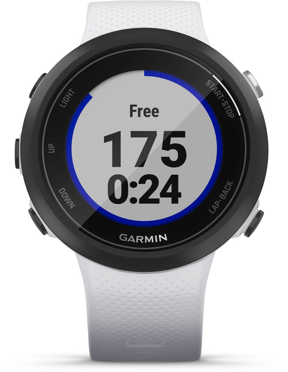 Garmin Swim2 mit Silikon-Armband 20mm Steinweiss/Schwarz