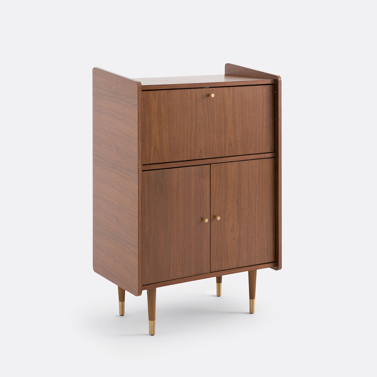 LA REDOUTE INTERIEURS<br>Móvel bar vintage folheado a nogueira 3 portas, Ronda