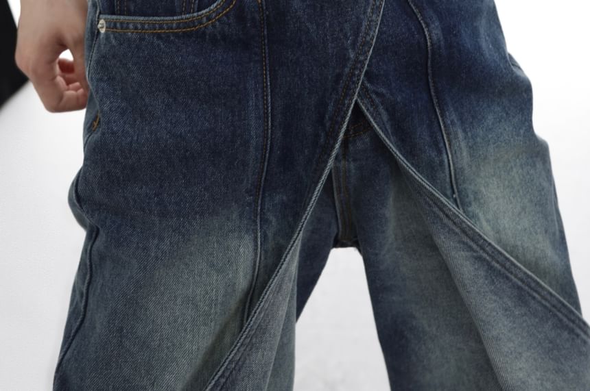 kooklay - Mid Rise Washed Wide Leg Jeans