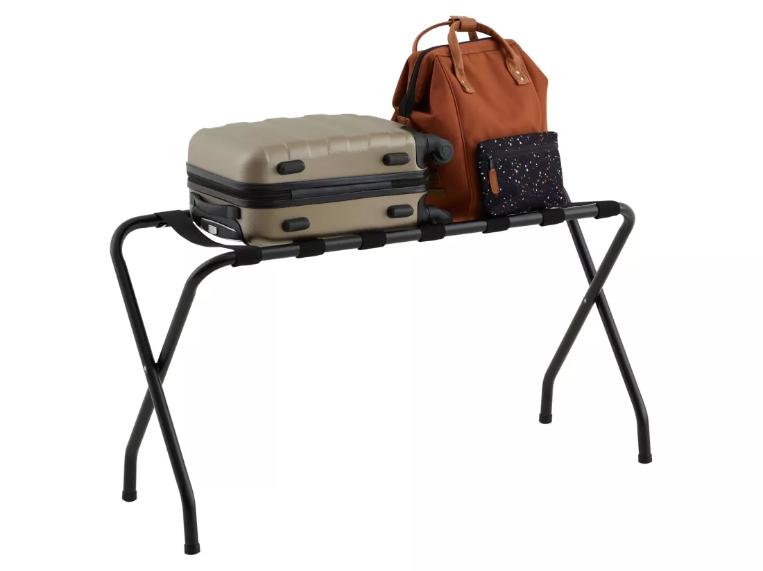 Porte-valise VOYAGE en métal noir, support-bagages accessoire de chambre hôtel pour sac de voyage et valise